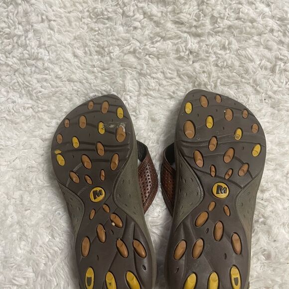 Merrell Brown Leather Men's thong Sandals Rubber soles size 10 - Picture 7 of 9